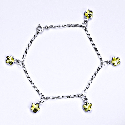 Stříbrný náramek se Swarovski krystaly jonquil, kytičky, R 1297
