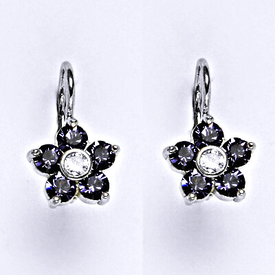 Stříbrné náušnice se Swarovski tanzanite krystaly, NK 1444