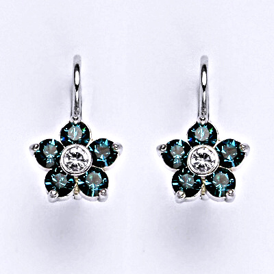Stříbrné náušnice se Swarovski blue krystal, NK 1444