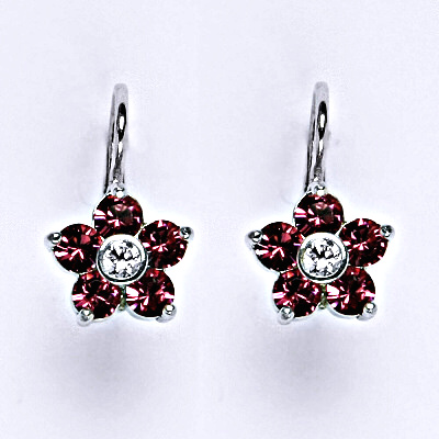 Stříbrné náušnice se Swarovski rose krystaly, NK 1444