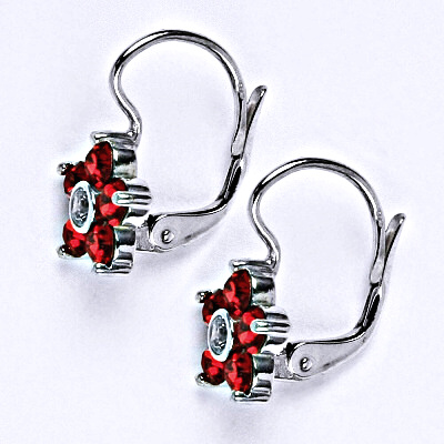 Stříbrné náušnice se Swarovski siam krystaly, NK 1444