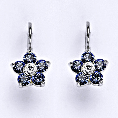 Stříbrné náušnice se Swarovski light saphire krystaly, NK 1444