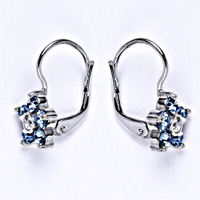 Stříbrné náušnice se Swarovski akvamarine krystaly, NK 1444