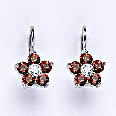Stříbrné náušnice se Swarovski Paparadscha krystaly, NK 1444