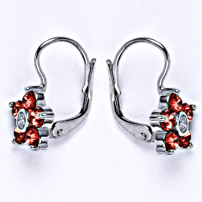 Stříbrné náušnice se Swarovski Paparadscha krystaly, NK 1444