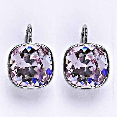 Stříbrné náušnice se Swarovski krystalem violet, NK 1375