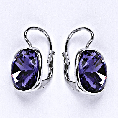 1 Stříbrné náušnice se Swarovski krystalem tanzanit, NK 1375