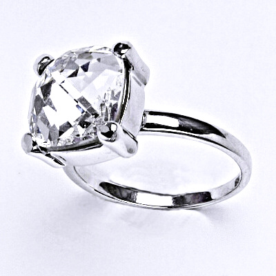 Stříbrný prsten se Swarovski čirým krystalem 12 x 12 mm, T 1460