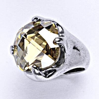 Stříbrný prsten se Swarovski golden shaddow krystalem 16 x 16 mm, velikosti jen 49 až 58 T 1459