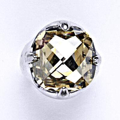 Stříbrný prsten se Swarovski golden shaddow krystalem 16 x 16 mm, velikosti jen 49 až 58 T 1459