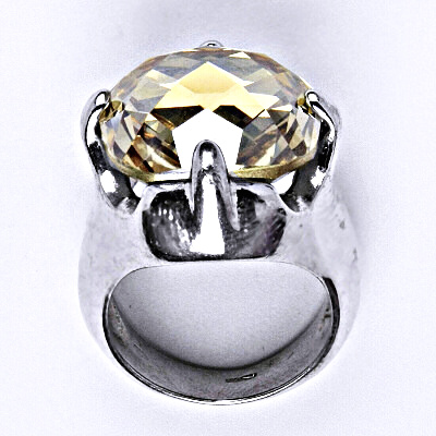 Stříbrný prsten se Swarovski golden shaddow krystalem 16 x 16 mm, velikosti jen 49 až 58 T 1459