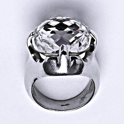 Stříbrný prsten se Swarovski čirým krystalem 16 x 16 mm, T 1459 jen velikosti 50 až 58