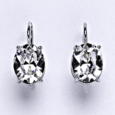 Stříbrné náušnice se Swarovski čirým krystalem 10 x 8 mm, NK 1242 Sw