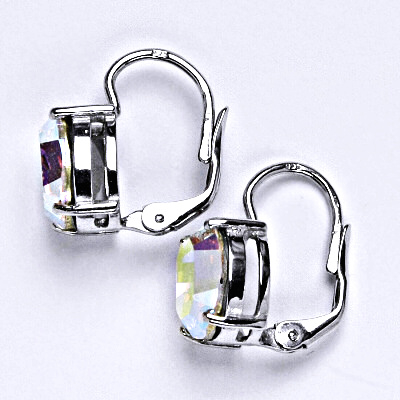 Stříbrné náušnice se Swarovski AB krystalem 10 x 8 mm, NK 1242 Sw