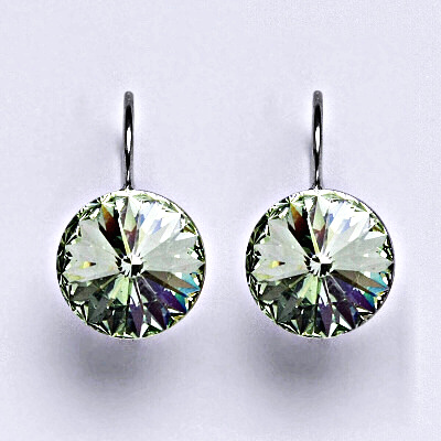 Stříbrné náušnice se Swarovski krystaly Rivoli chrysolite 12 mm, NK 1468