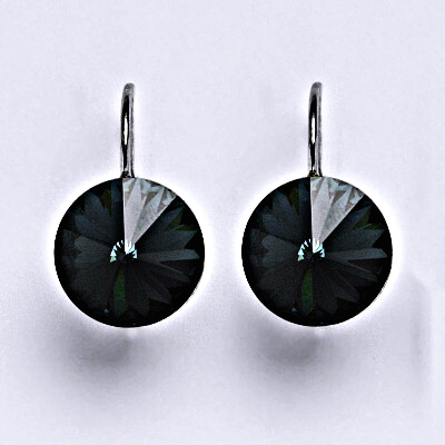 Stříbrné náušnice se Swarovski krystaly Rivoli Montana 12 mm, NK 1468
