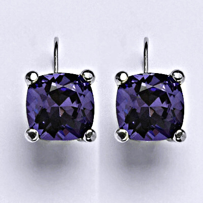 Stříbrné náušnice se Swarovski krystalem tanzanit, 12 x 12 mm NK 1460