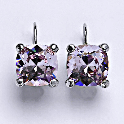 Stříbrné náušnice se Swarovski krystalem violet, 12 x 12 mm NK 1460