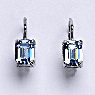 Stříbrné náušnice se Swarovski krystalem akvamarín, NK 1446