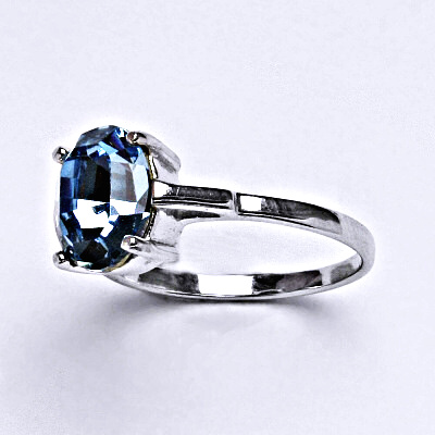 Stříbrný prsten se Swarovski krystalem akvamarín, T 1467