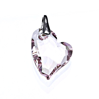 Stříbrný přívěsek se Swarovski krystalem rosaline, srdce 17 mm P 1399