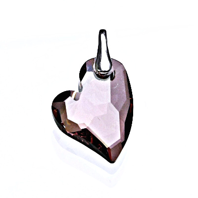 Stříbrný přívěsek se Swarovski krystalem antique pink, srdce 17 mm P 1399