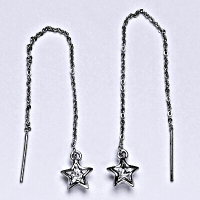 Stříbrné řetízkové protahovací náušnice se Swarovski čirým krystalem, NŘ 1326