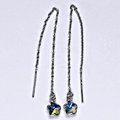 Stříbrné řetízkové protahovací náušnice se Swarovski AB krystalem, NŘ 1297