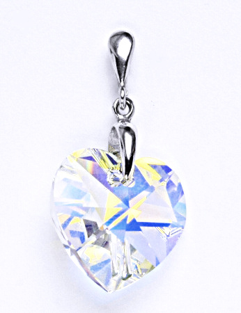 Stříbrný přívěšek s krystalem Swarovski srdce AB krystal,šperk,přívěšek ze stříbra, P 1313/22