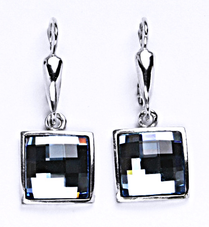 Náušnice stříbrné s krystalem Swarovski akvamarin. šperk NK 1305/20