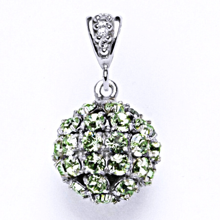 Koule se Swarovski krystalem chryzolit přívěšek stříbrný P 1369/2