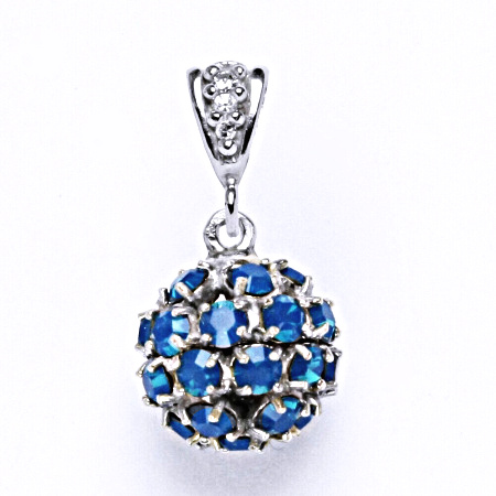 Koule se Swarovski krystalem blue opal přívěsek stříbrný P 1344/2
