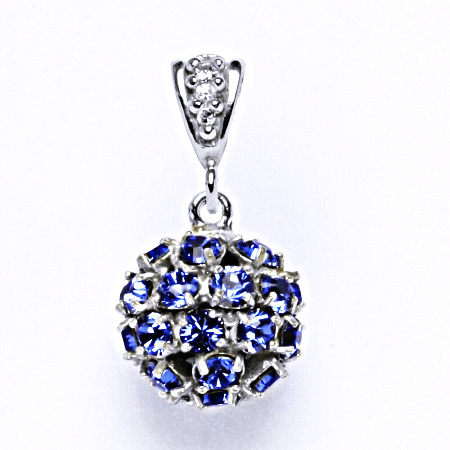 Koule se Swarovski krystalem sapphire přívěsek stříbrný P 1344/2