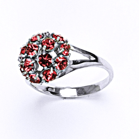 Stříbrný prsten s krystalem swarovski indian pink,šperk T 1337