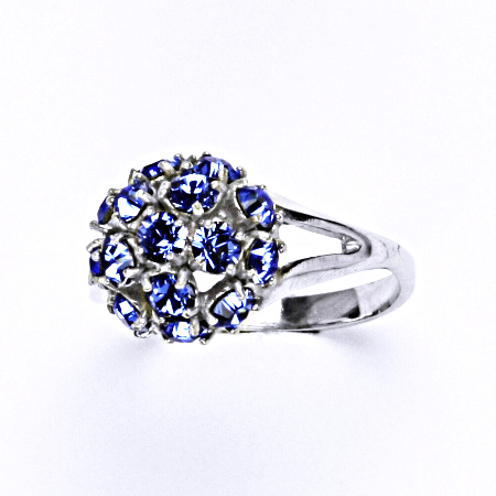 Stříbrný prsten s krystalem swarovski sapphire, T 1337