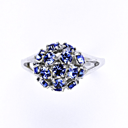 Stříbrný prsten s krystalem swarovski sapphire, T 1337