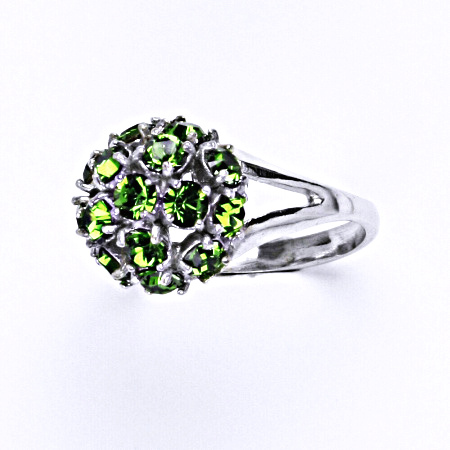 Stříbrný prsten s krystalem swarovski fern green, T 1337