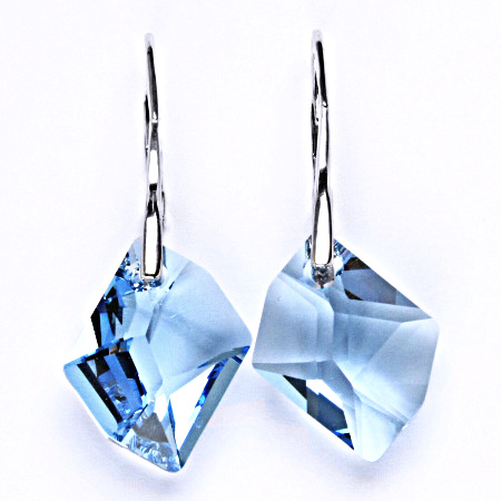 Stříbrné náušnice s krystalem Swarovski aquamarine, NK 1295
