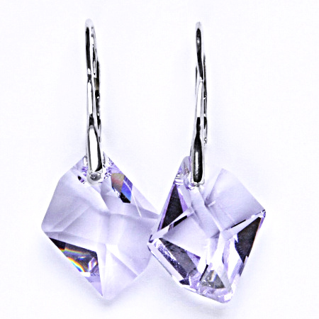 Stříbrné náušnice s krystalem Swarovski violet, NK 1295