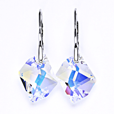 Stříbrné náušnice s krystalem Swarovski AB crystal, NK 1295