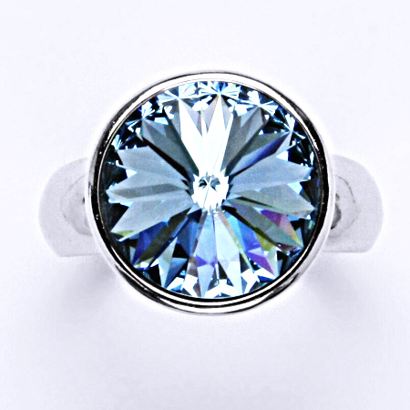 Prsten stříbrný se Swarovski krystalem,stříbro,akvamarin T 1372
