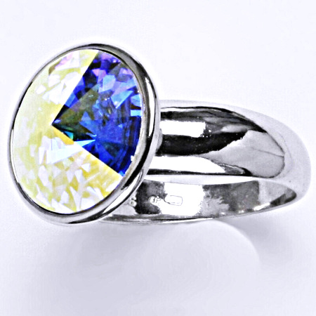 Stříbrný prsten se Swarovski AB krystalem,stříbro, T 1372