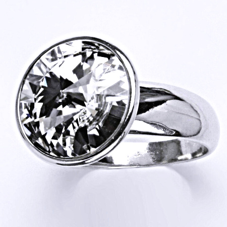 1 Prsten stříbrný se Swarovski čirým krystalem,stříbro, T 1372