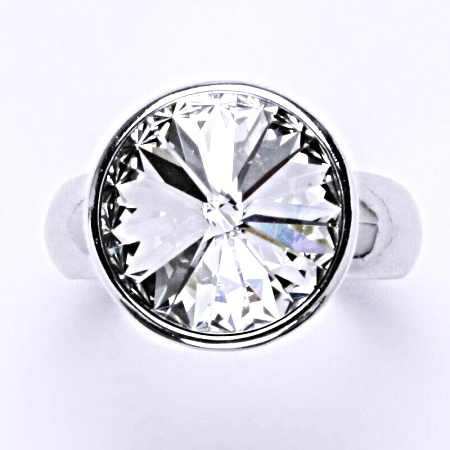 1 Prsten stříbrný se Swarovski čirým krystalem,stříbro, T 1372