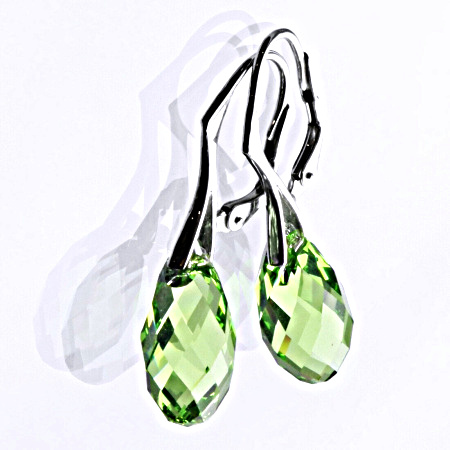 Stříbrné náušnice se Swarovski krystaly peridot 17 mm, NK 1295 