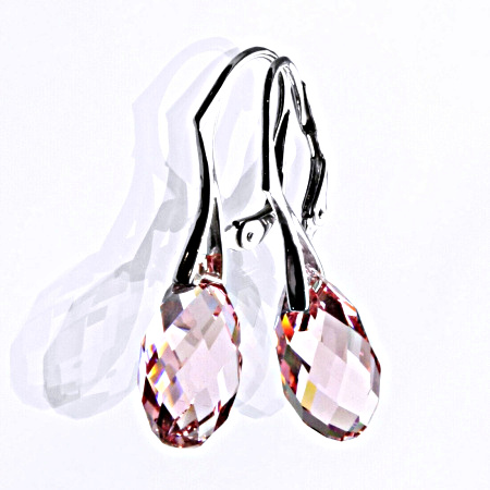 Stříbrné náušnice se Swarovski krystaly light rose 17 mm, NK 1295