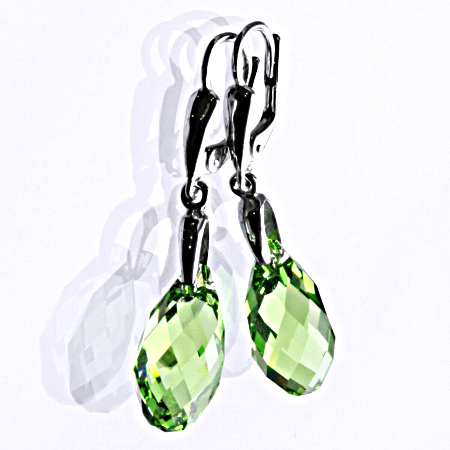 Stříbrné náušnice se Swarovski krystaly peridot 17 mm, NK 1313/27 