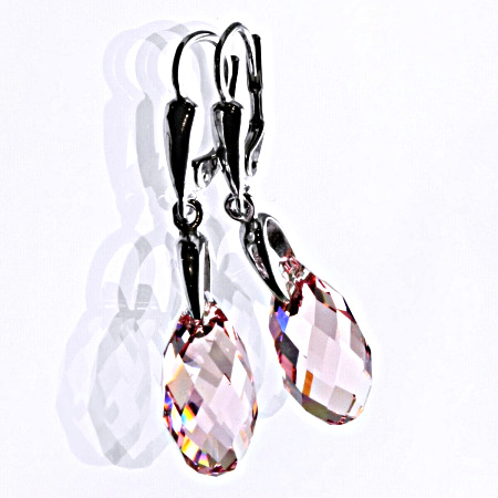 Stříbrné náušnice se Swarovski krystaly light rose 17 mm, NK 1313/27 