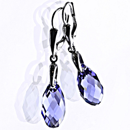 Stříbrné náušnice se Swarovski krystaly tanzanit 17 mm, NK 1313/27 