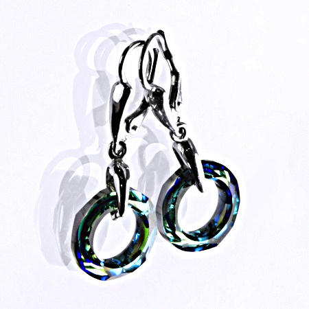 Stříbrné náušnice se Swarovski krystaly Cosmic ring bermuda blue, NK 1313/27